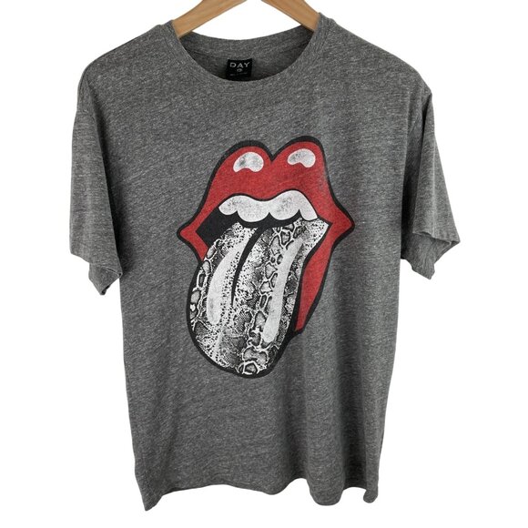 Day Tops - Day Womens SIze Small Gray Short Sleeve Graphic Print T-shirt Lips Snake Skin
